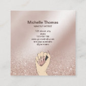 ネイルアーティスト署名バラ金ゴールドネイリストSq スクエア名刺 (裏面)