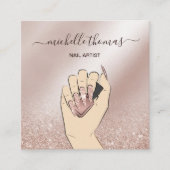 ネイルアーティスト署名バラ金ゴールドネイリストSq スクエア名刺 (正面)