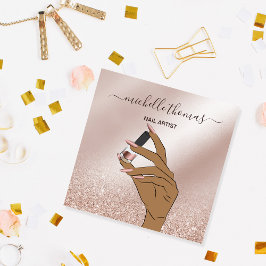 ネイルアーティスト署名バラ金ゴールドネイリストSq スクエア名刺