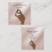 ネイルアーティスト署名バラ金ゴールドネイリストSq スクエア名刺 (正面/裏面)