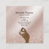 ネイルアーティスト署名バラ金ゴールドネイリストSq スクエア名刺 (裏面)