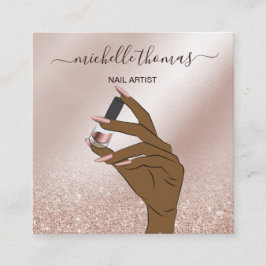 ネイルアーティスト署名バラ金ゴールドネイリストSq スクエア名刺