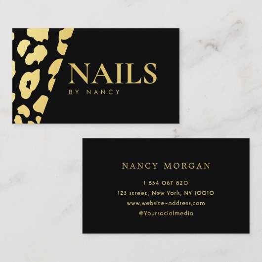 ネイルアーティスト金ゴールドヒョウ印刷 名刺 (正面/裏面)