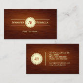 ネイルアーティスト - ウッドグレイン モノグラム 名刺 (正面/裏面)