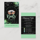 ネイルアーティスト・ダイヤモンド・ロゴ・グリッター爪、 ネイルショップ&サロン 名刺 (正面/裏面)