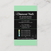 ネイルアーティスト・ダイヤモンド・ロゴ・グリッター爪、 ネイルショップ&サロン 名刺 (裏面)