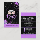 ネイルアーティスト・ダイヤモンド・ロゴ・グリッター爪、 ネイルショップ&サロン 名刺 (正面/裏面)