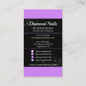 ネイルアーティスト・ダイヤモンド・ロゴ・グリッター爪、 ネイルショップ&サロン 名刺 (裏面)