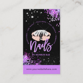 ネイルアーティスト・ダイヤモンド・ロゴ・グリッター爪、 ネイルショップ&サロン 名刺