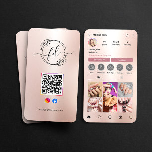 ネイルアーティスト ローズゴールド QRコード Instagramプロフィール 名刺