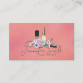 ネイルアーティスト – 水彩フローライラストレーション 名刺 (正面)