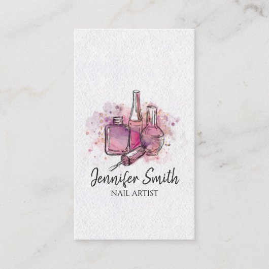 ネイルアーティスト – 水彩爪、 ネイルポーランドアートビジネス  名刺 (正面)