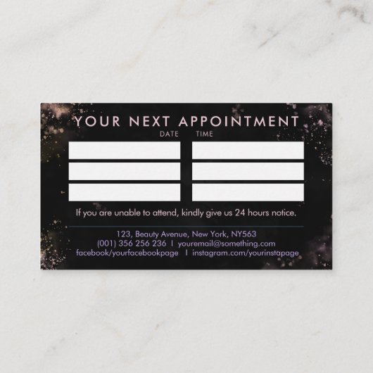 ネイルアーティスト – 水彩画アポイントメント 名刺 (裏面)