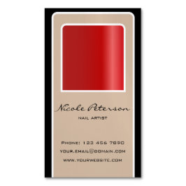 ネイルアーティスト-赤いネイルのマグネティック・カード マグネット名刺