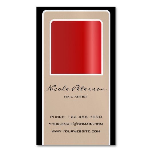 ネイルアーティスト-赤いネイルのマグネティック・カード マグネット名刺 (正面縦)