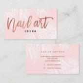 ネイルアートバラ金ゴールドスクリプトピンクヤシの木 名刺 (正面/裏面)