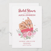 ネイルアートファンシーフローラブライダルシャワー招待 招待状 (正面/裏面)