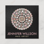 ネイルアートマンダラパールピンクマーブル スクエア名刺 (正面)