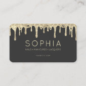 ネイルアートモダン美しいサロンブラック金ゴールドドリップ 名刺 (正面)