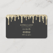 ネイルアートモダン美しいサロンブラック金ゴールドドリップ 名刺 (裏面)