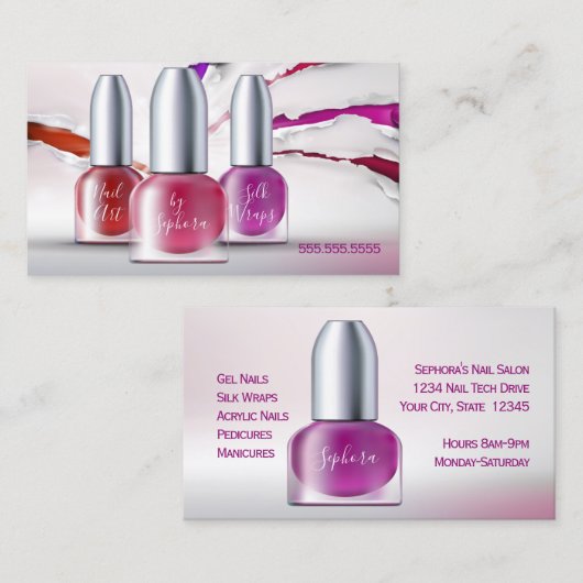 ネイルアート技術者 – トレンディーポーランドボトル 名刺 (正面/裏面)