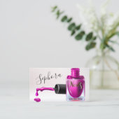 ネイルアート技術者 – 明るい赤紫色爪、 ネイルポーランド 名刺 (スタンド正面)