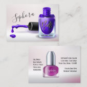 ネイルアート技術者 – 紫爪、 ネイルポーランド 名刺 (正面/裏面)