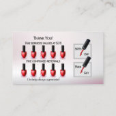 ネイルアート技術者 – 赤爪、 ネイルポーランドロイヤリティ 名刺 (裏面)