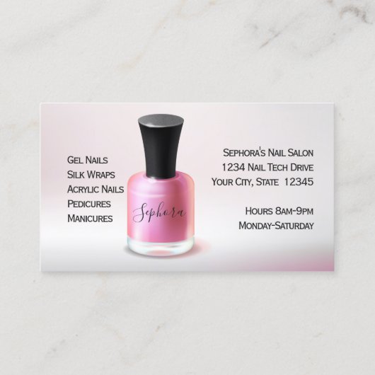 ネイルアート技術者 – 赤爪、 ネイルポーランド 名刺 (裏面)