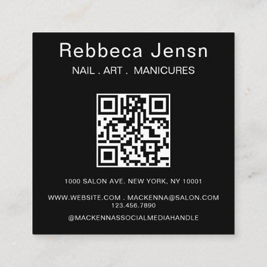 ネイルアート美しいサロンマニキュア専門QRコード スクエア名刺 (裏面)