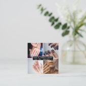 ネイルアート美しいサロンマニキュア専門QRコード スクエア名刺 (スタンド正面)