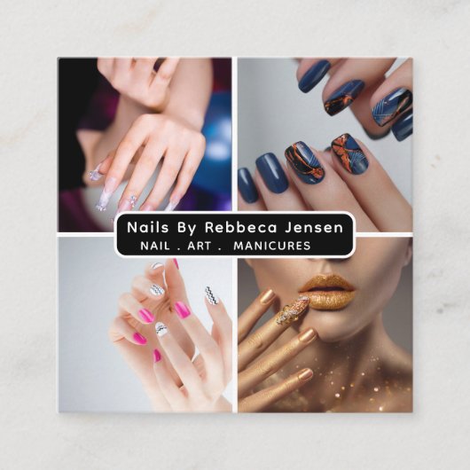 ネイルアート美しいサロンマニキュア専門QRコード スクエア名刺 (正面)