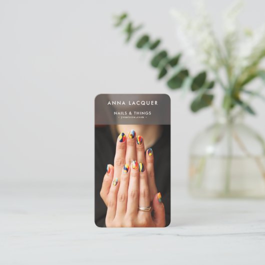 ネイルアート美しいサロンマニキュア専門QRコード 名刺 (スタンド正面)