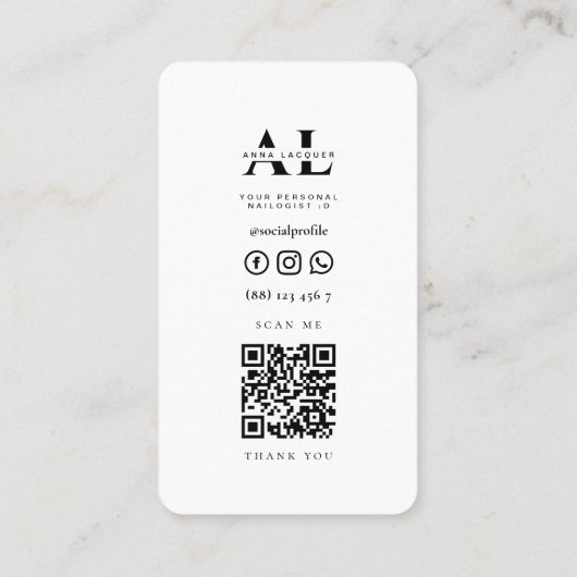 ネイルアート美しいサロンマニキュア専門QRコード 名刺 (裏面)