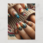 ネイルアート、接写 ポストカード (正面)