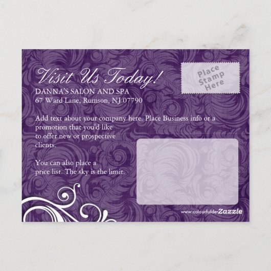 ネイルサロンとスパ広告のはがき ポストカード (裏面)