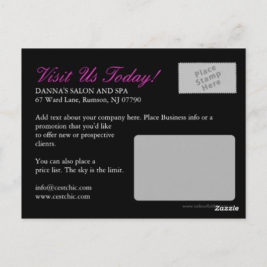 ネイルサロンとスパ広告のはがき ポストカード (裏面)