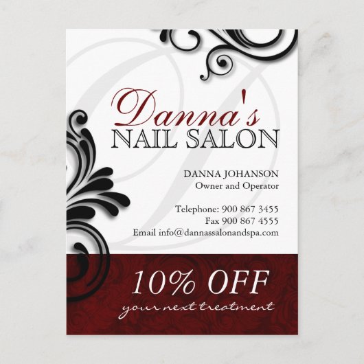 ネイルサロンとスパ広告のはがき ポストカード (正面)