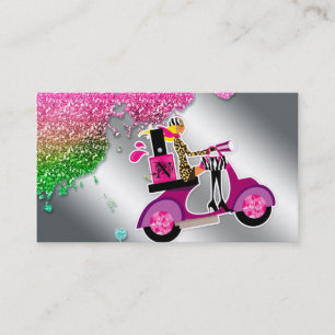 ネイルサロンのスクーターの女の子のグリッターのポーランド人の渦巻 名刺