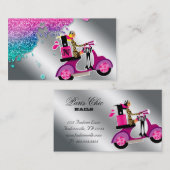 ネイルサロンのスクーターの女の子のグリッターのポーランド人の渦巻 名刺 (正面/裏面)