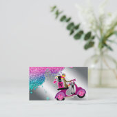 ネイルサロンのスクーターの女の子のグリッターのポーランド人の渦巻 名刺 (スタンド正面)