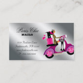 ネイルサロンのスクーターの女の子のグリッターのポーランド人の渦巻 名刺 (裏面)