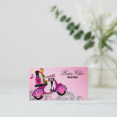 ネイルサロンのスクーターの女の子のグリッターのポーランド人の渦巻 名刺 (スタンド正面)