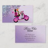 ネイルサロンのスクーターの女の子のグリッターのポーランド語 名刺 (正面/裏面)