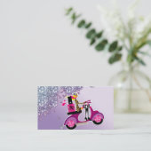 ネイルサロンのスクーターの女の子のグリッターのポーランド語 名刺 (スタンド正面)