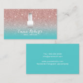 ネイルサロンのポーランドのネイルアーチストのばら色の金ゴールドのターコイズ 名刺 (正面/裏面)