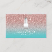 ネイルサロンのポーランドのネイルアーチストのばら色の金ゴールドのターコイズ 名刺 (正面)