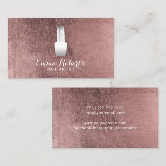 ネイルサロンのポーランドのネイルアーチストのばら色の金ゴールドホイル 名刺 (正面/裏面)