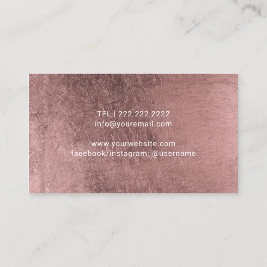 ネイルサロンのポーランドのネイルアーチストのばら色の金ゴールドホイル 名刺 (裏面)