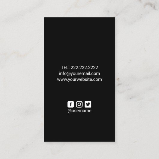 ネイルサロンのポーランドのネイルアーチストの黒の花柄 名刺 (裏面)